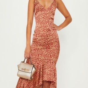 PrettyLittleThing leopard print frill hem dress